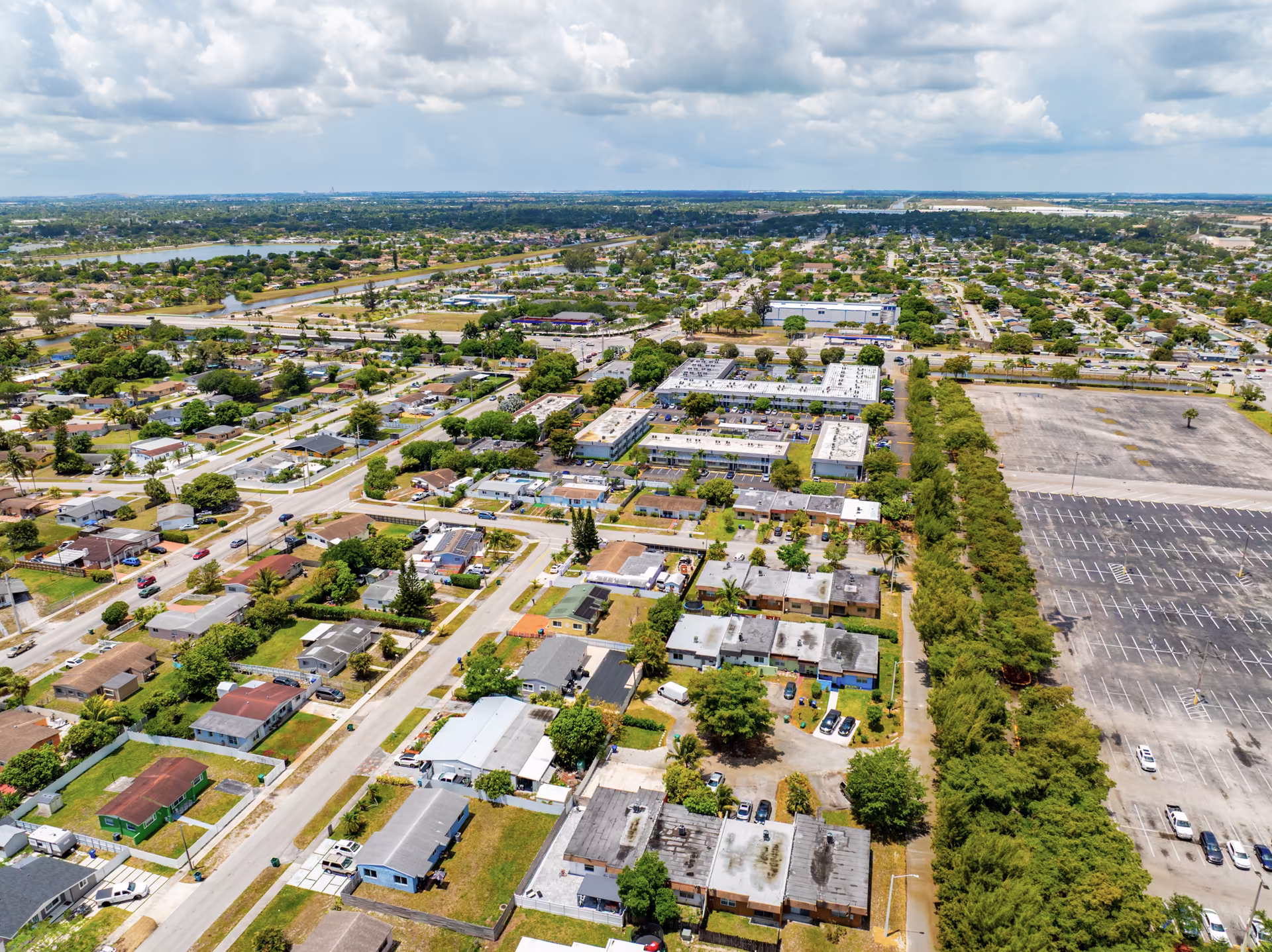 Aerial view of a neighborhood in Miami Gardens Florida